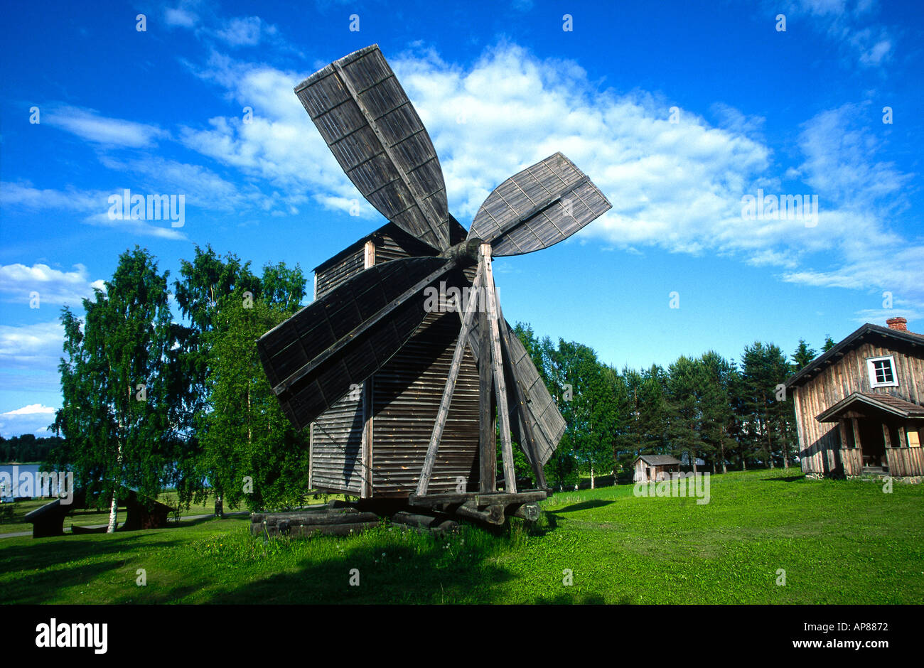 Traditional windmill in open air museum, Rantasalmi, Finland Stock Photo