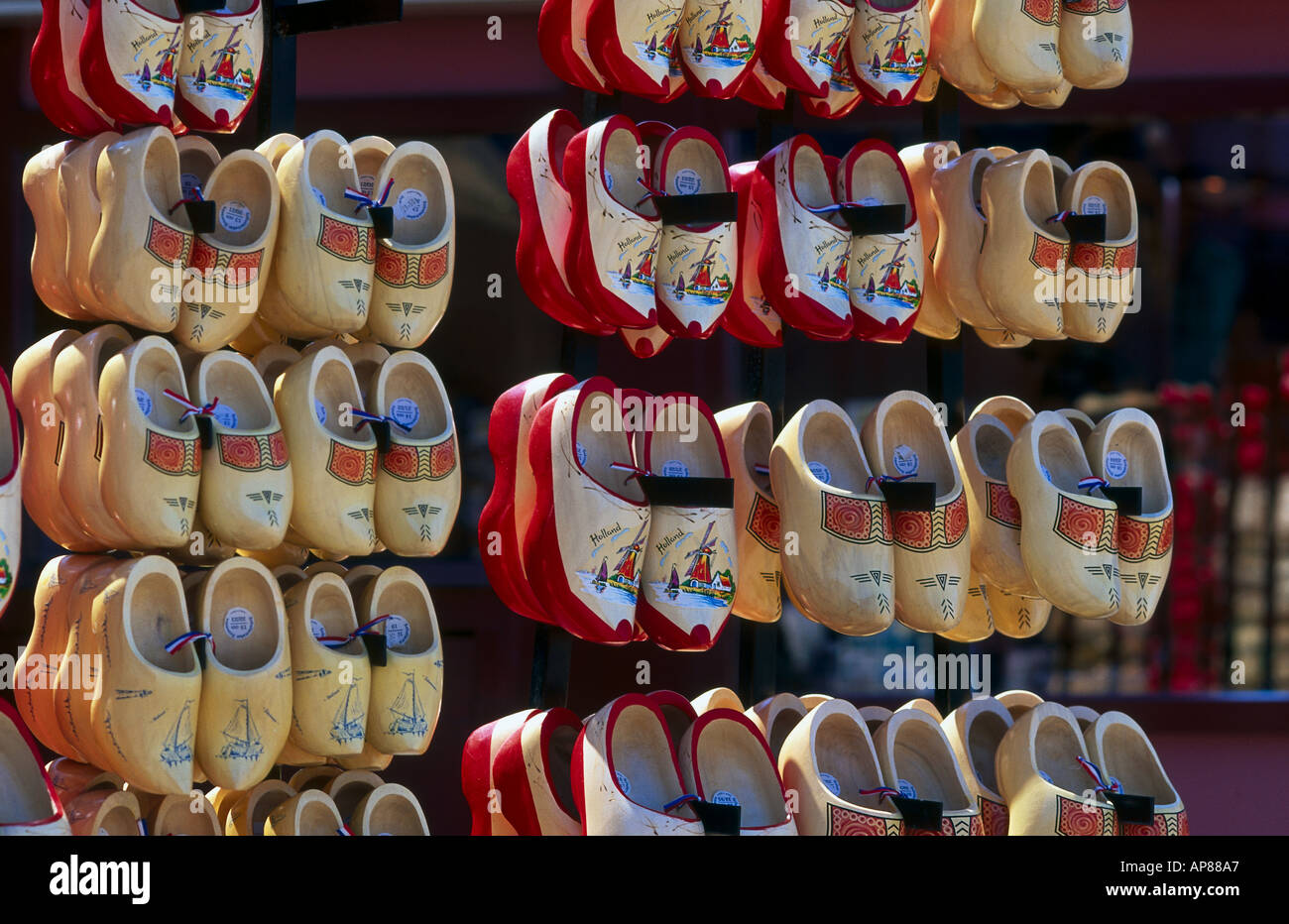 Clogs hanging on wall at souvenirs store, Den Haag, The Hague, Netherlands Stock Photo