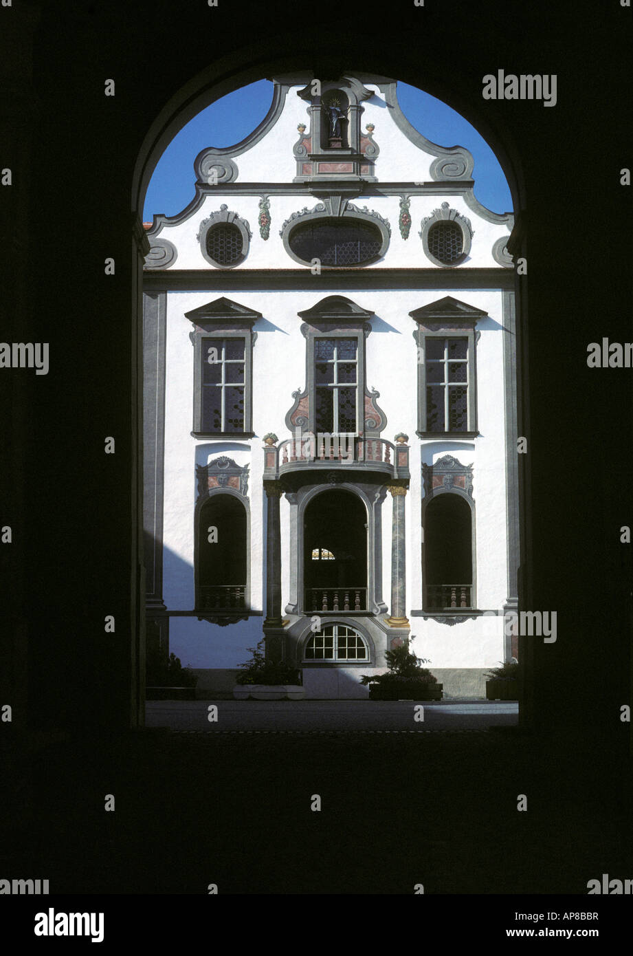 Bavrian facade with painted decoration Stock Photo