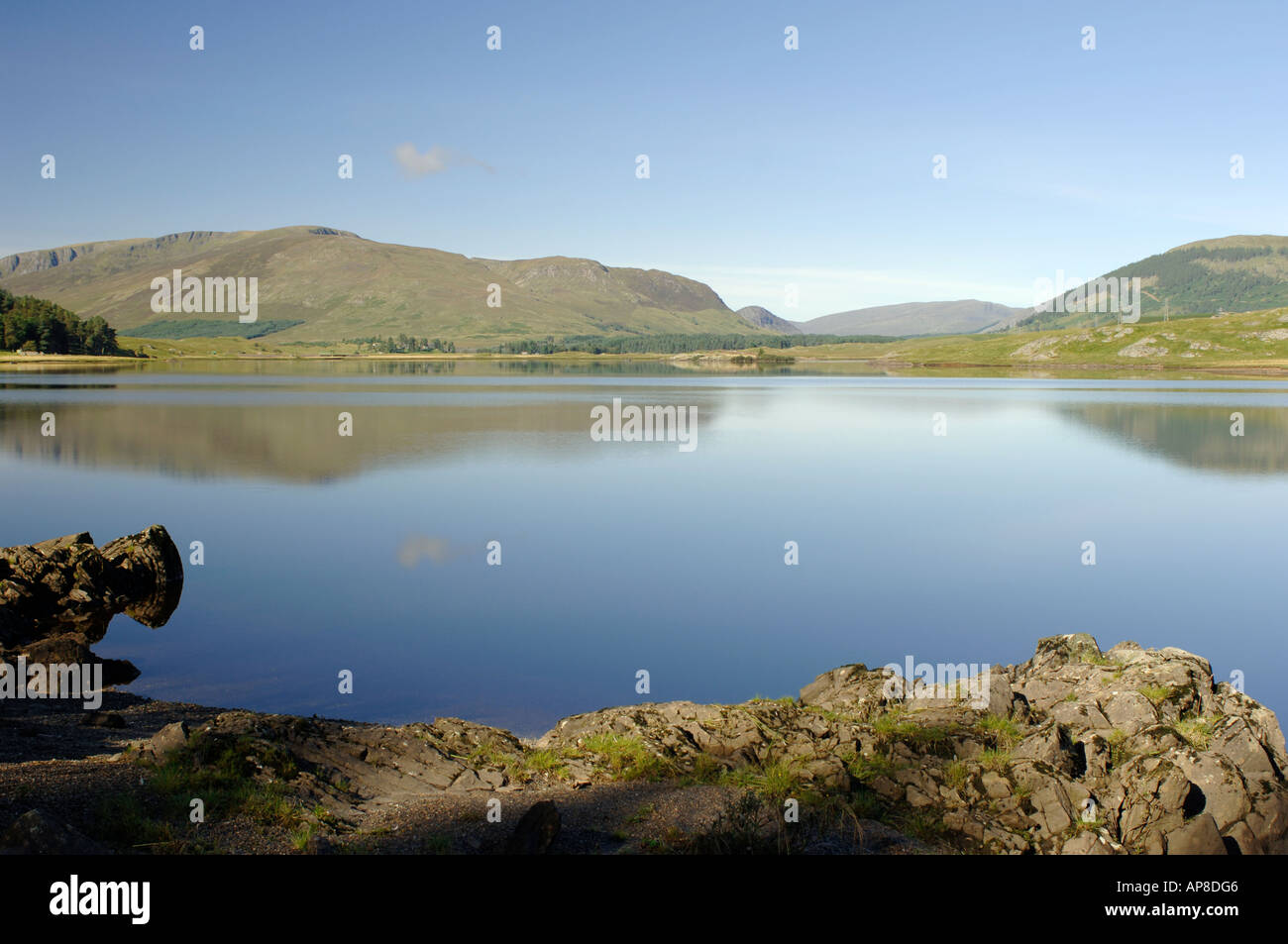 Reflections on the British Aluminium Spey Dam Glen Shero. Laggan. Scotland. XPL 3452337 Stock