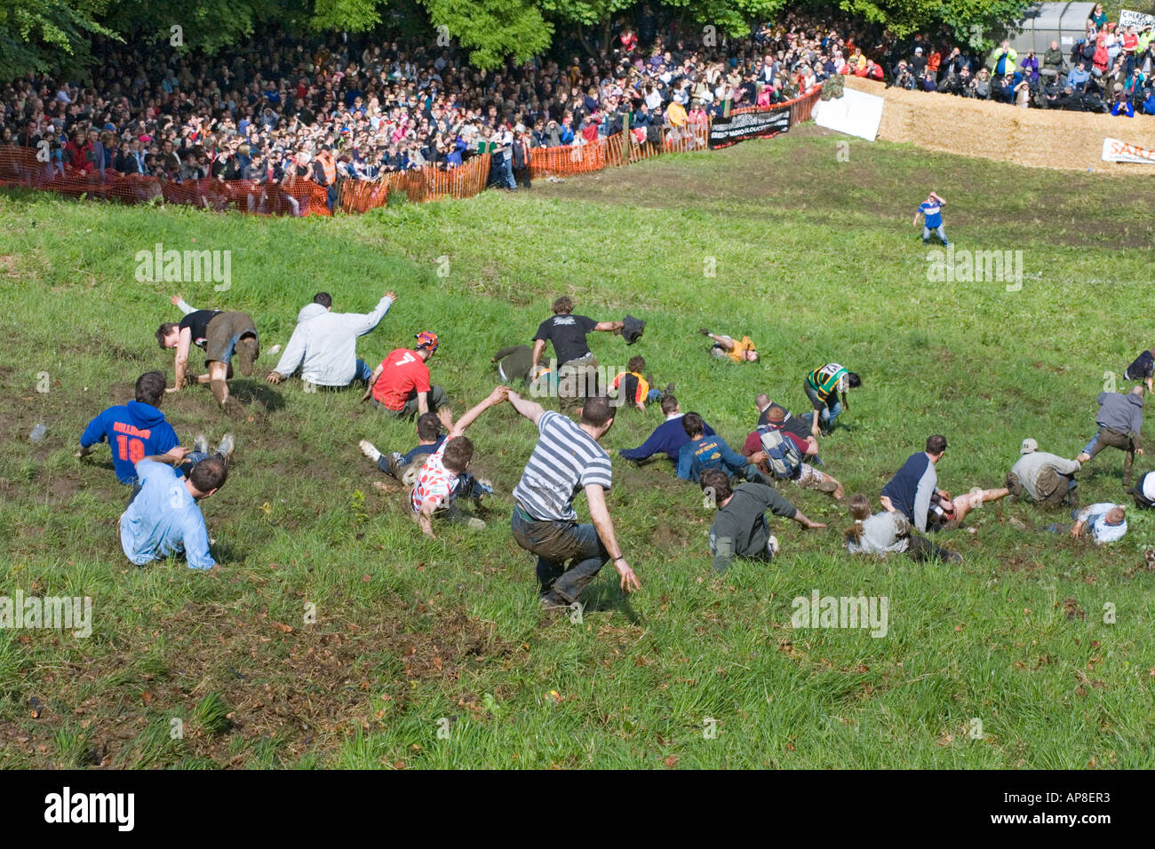 Coopers Hill Cheese Rolling event on the Cotswolds at Brockworth