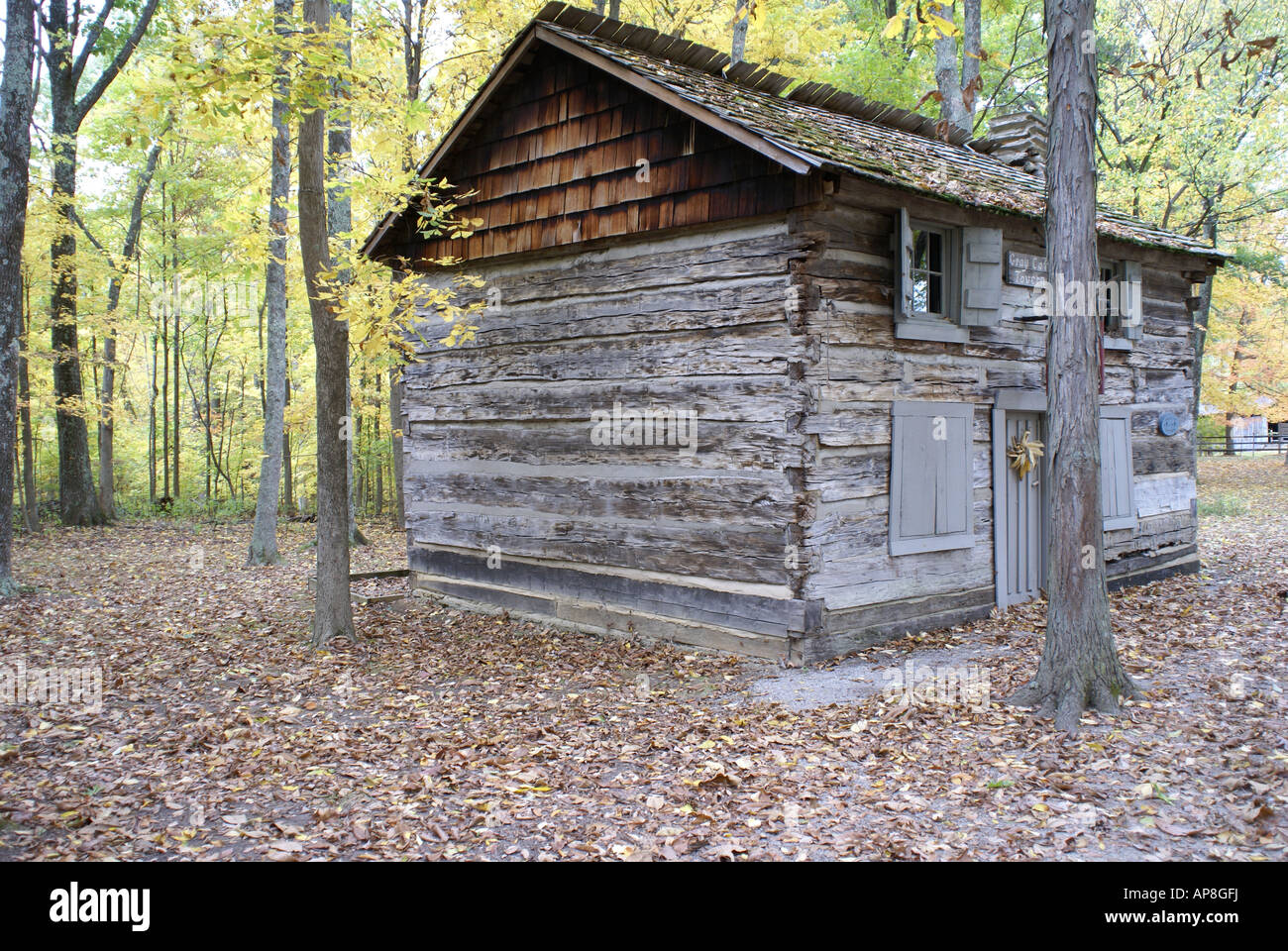 Town Tavern Made From Log Cabin Indiana Usa Stock Photo