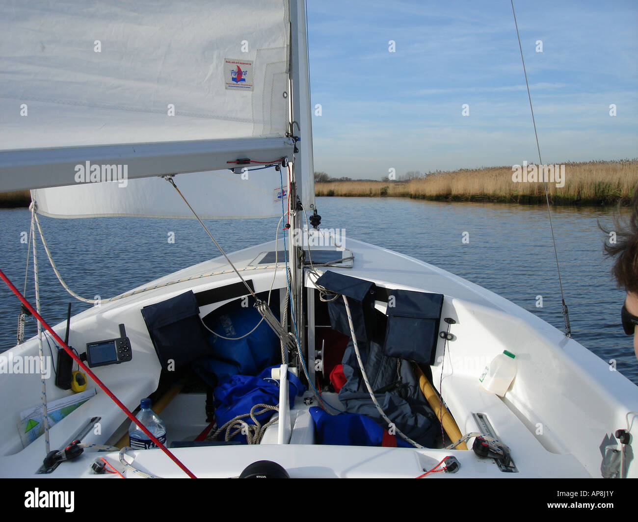 Wayfarer sailing dinghy on a cruise Stock Photo Alamy