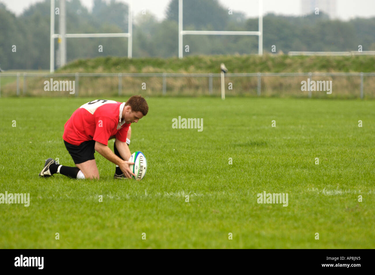 Preparing to kick conversion Stock Photo Alamy