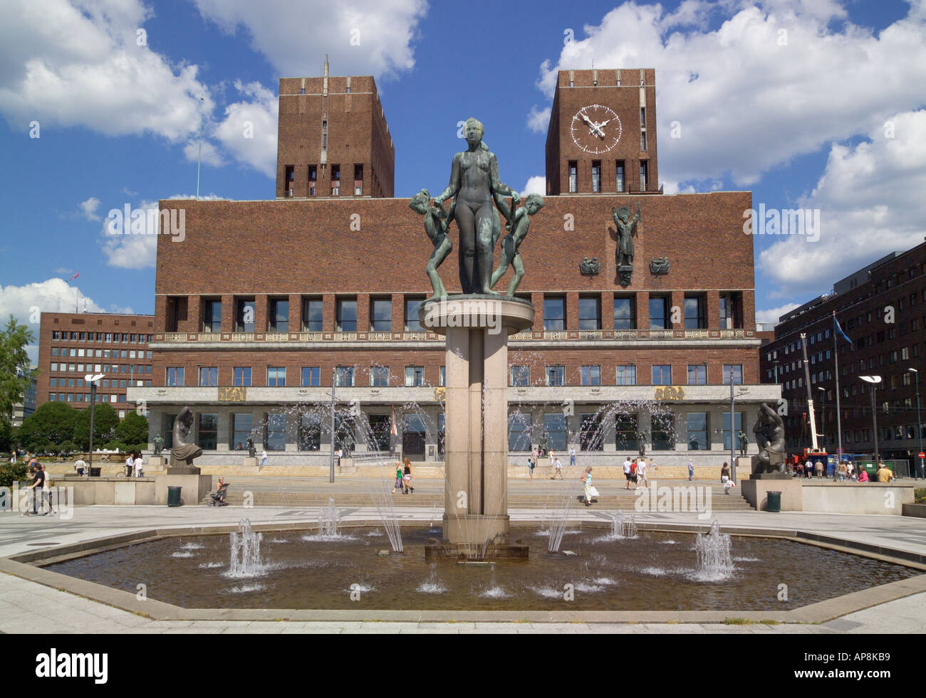 City Hall and Statues Oslo Norway Stock Photo - Alamy