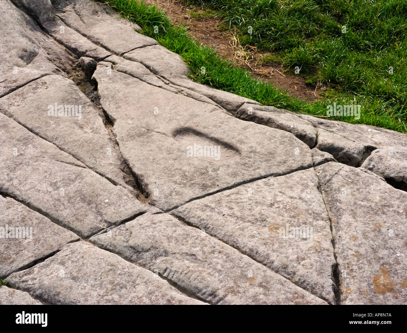 Dunadd Fort carved footprint  Argyll Scotland Stock Photo