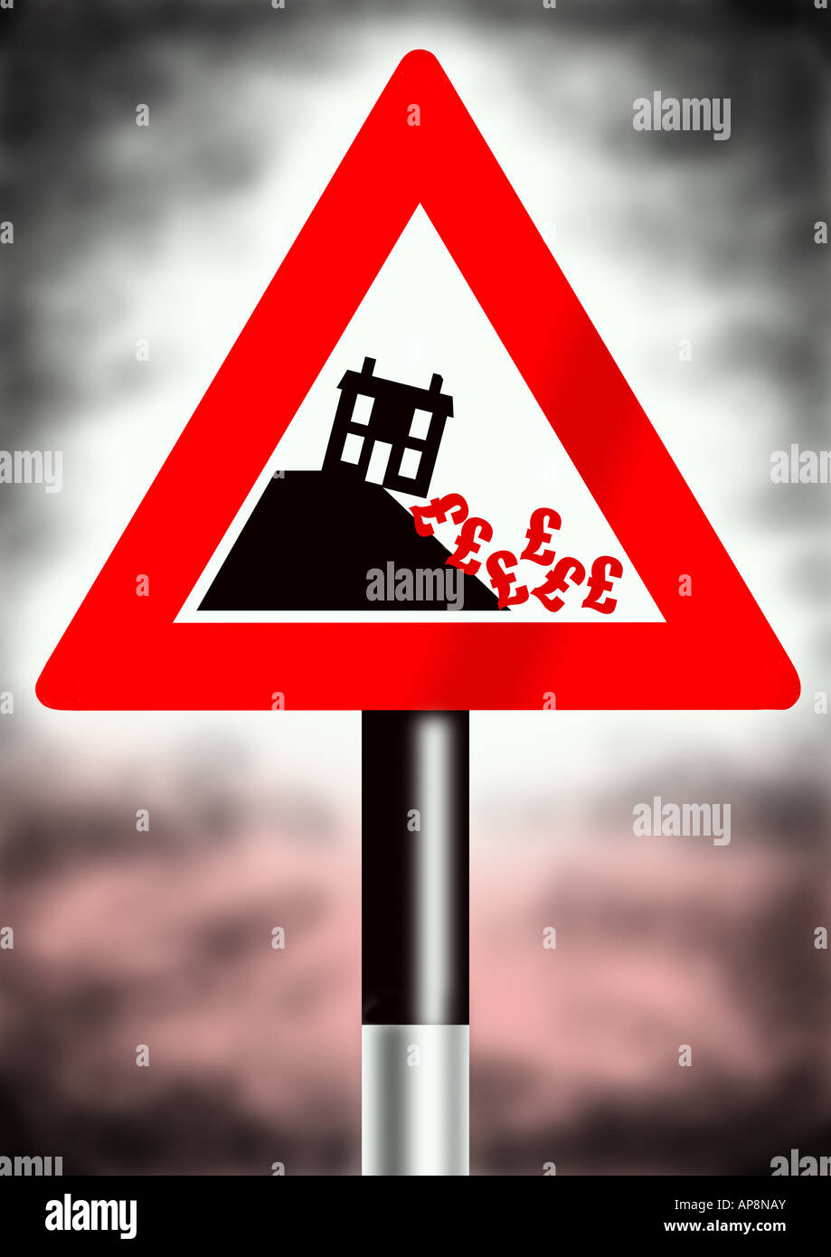 Housing Crash Warning Sign Stock Photo Alamy