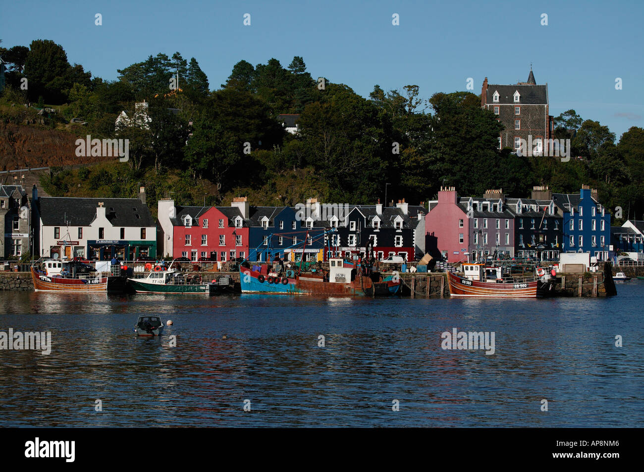 Brightly coloured houses of Tobermory, Isle of Mull, Sound of Mull, Scotland Stock Photo