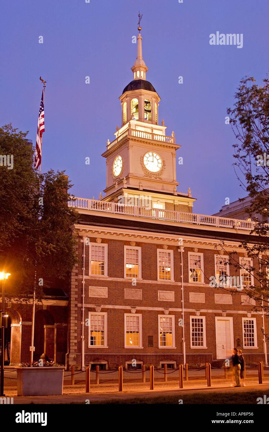 Independence Hall at dusk Independence National Historical Park Philadelphia Pennsylvania Stock Photo