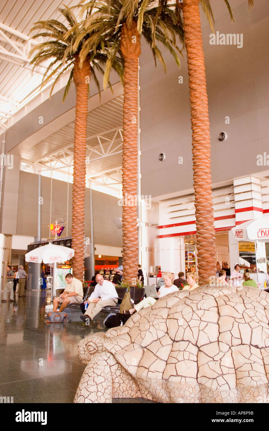 fake palm trees in McCarran International Airport Las Vegas Nevada