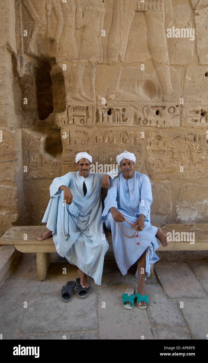 Wardens, Temple of Rameses III, Luxor, Egypt Stock Photo
