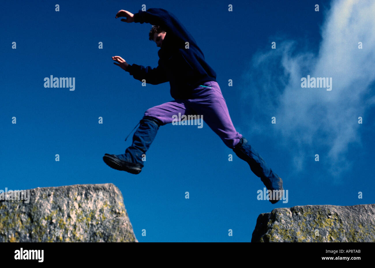 PICTURE CREDIT DOUG BLANE Sam Wellend jumping between the Adam and Eve