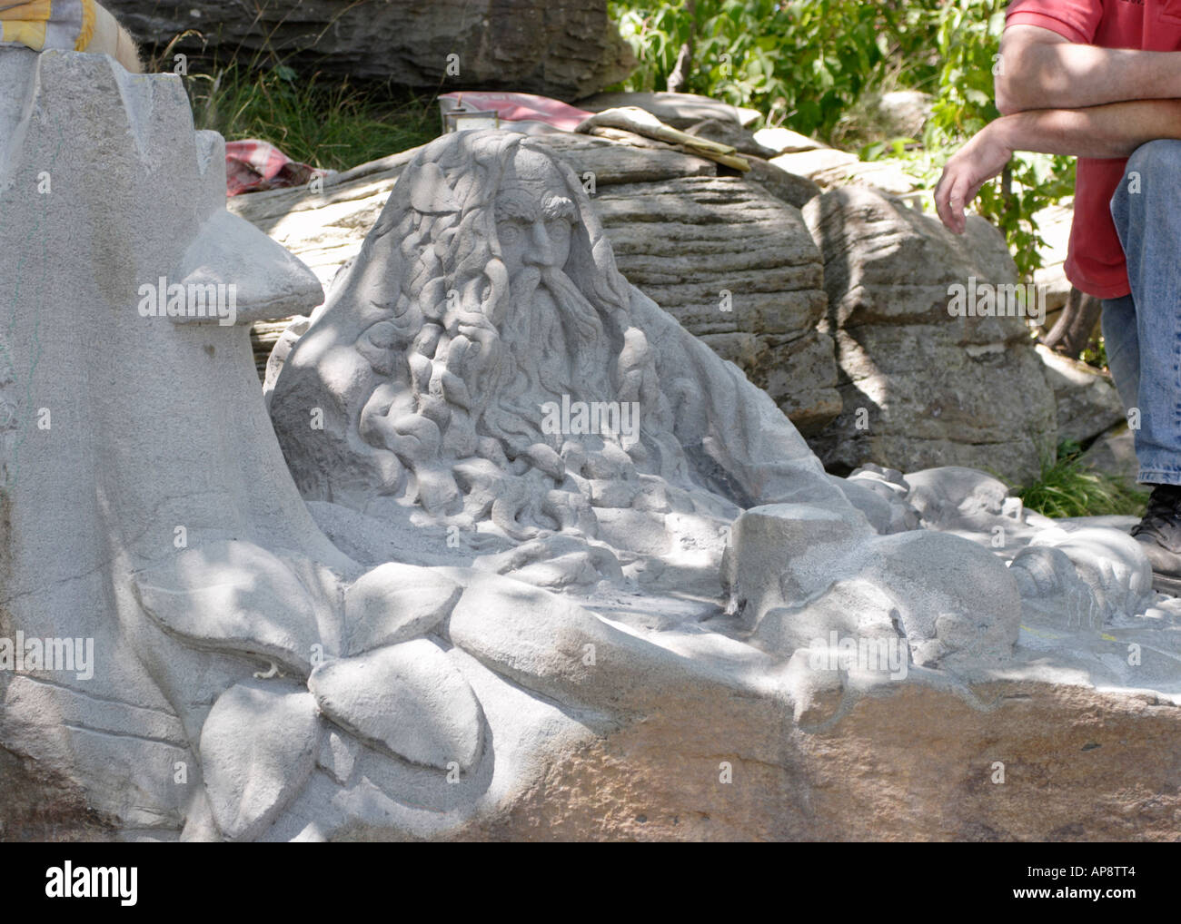 Statue of Rip Van Winkle in progress on top of Hunter Mountain NY USA 2006 Stock Photo
