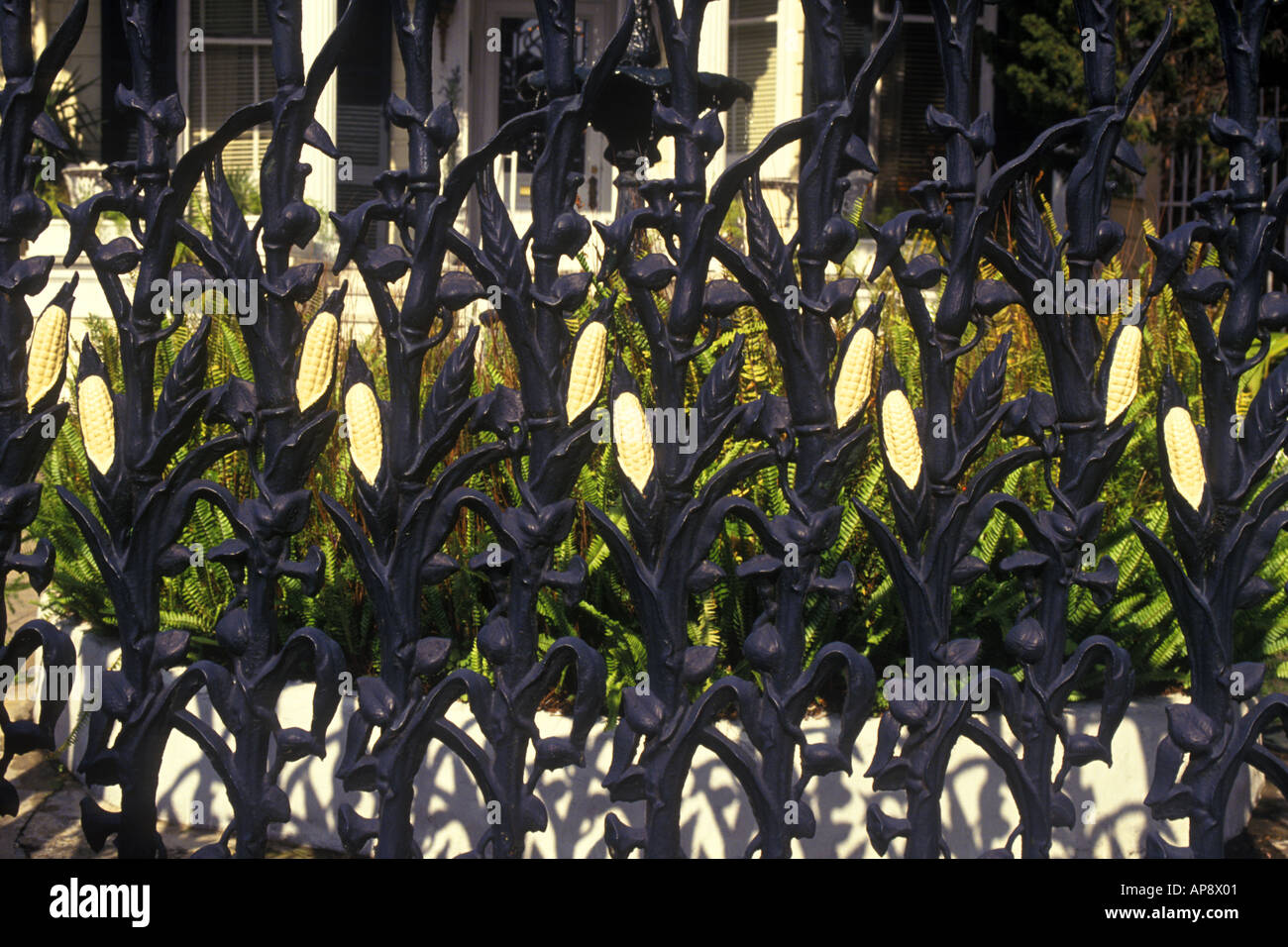 New Orleans The French Quarter Typical Iron Gate Work With Corn Husk