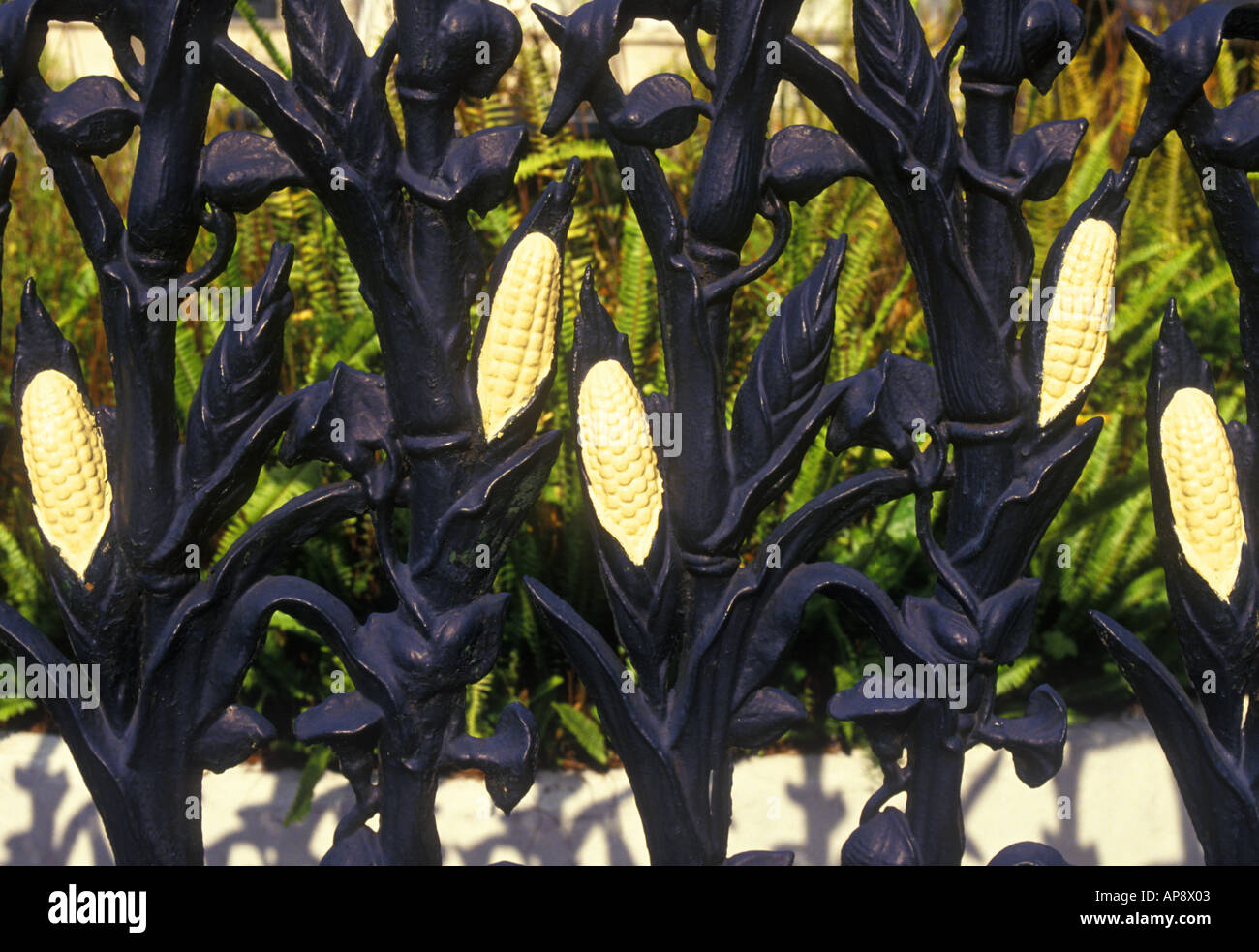 New Orleans The French Quarter typical wrought iron gate with corn husk