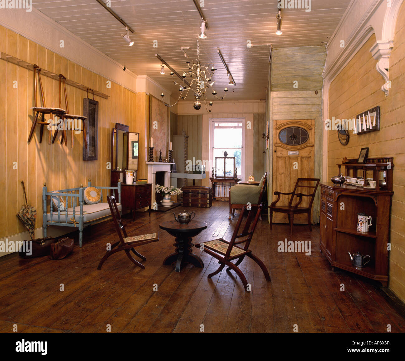 Antique Furniture And Wooden Flooring In Old Fashioned Living And
