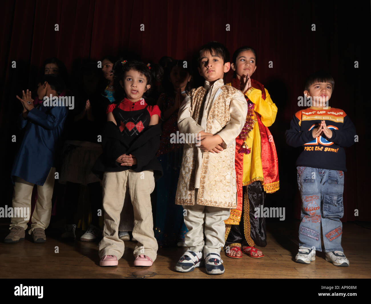Diwali Wandswoth Town Hall London Hindu Children on Stage Stock Photo