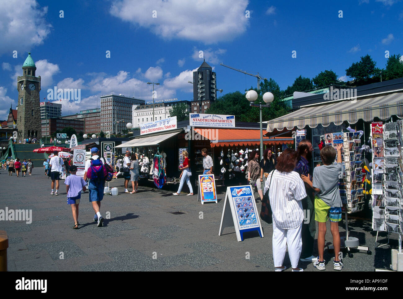 Tourists in market, Port of Hamburg, Hamburg, Germany Stock Photo