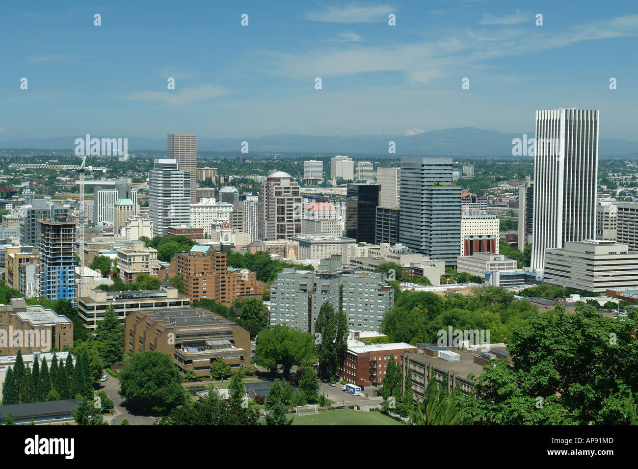 AJD52037, Portland, OR, Oregon, downtown, aerial view from Washington Park Stock Photo