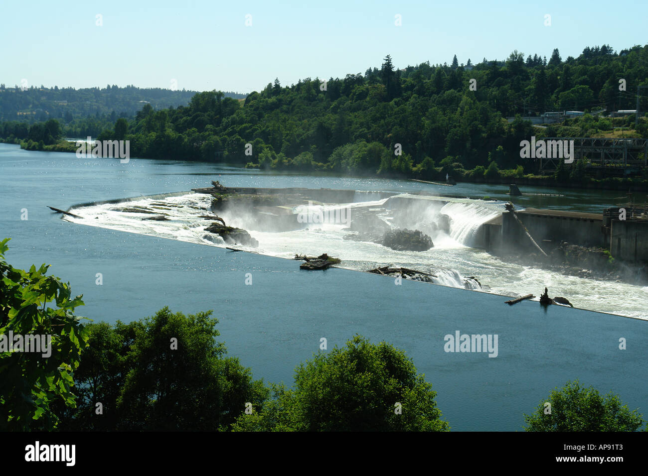 AJD52059, Oregon City, OR, Oregon, Willamette River, Willamette Falls Stock Photo