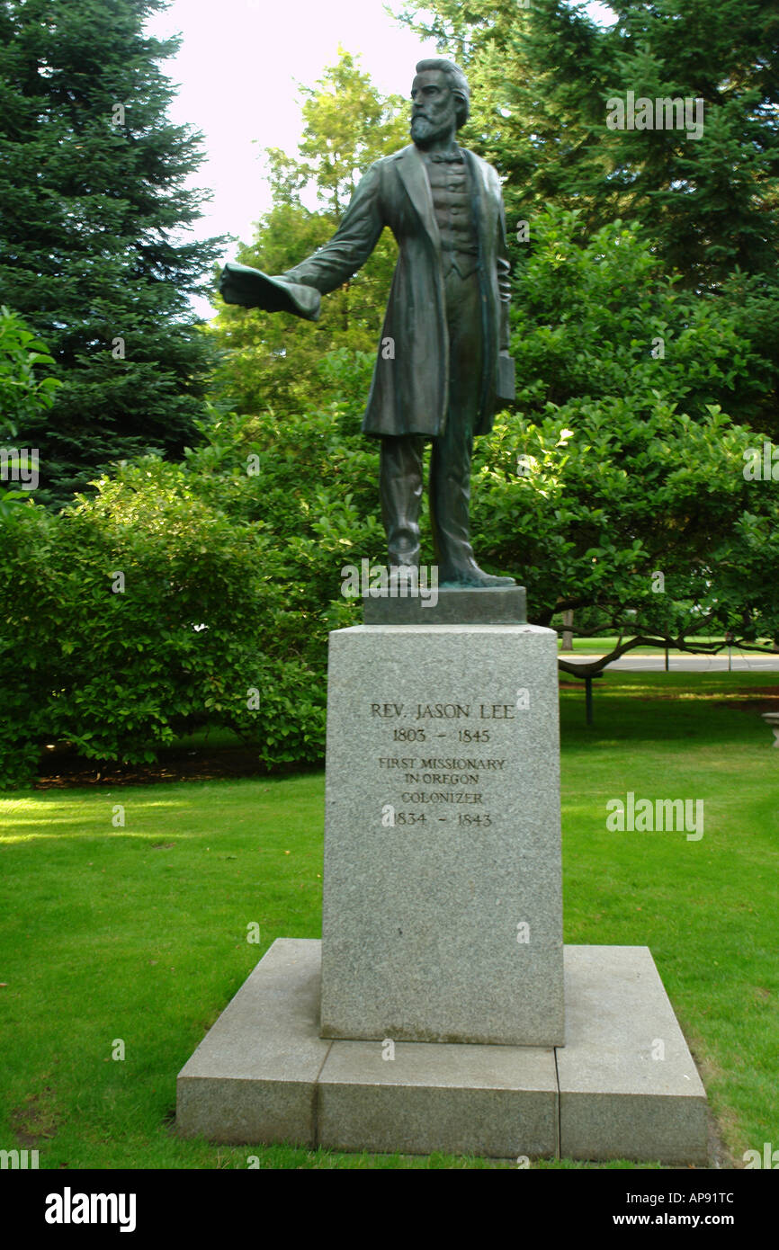 AJD52064, Salem, OR, Oregon, State Capitol, Reverend Jason Lee statue Stock Photo