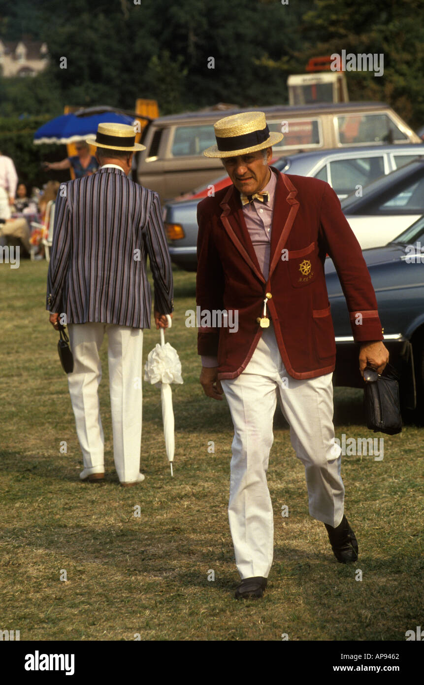 1980s men in straw boater hats and rowing club blazers at Henley Royal  Regatta. Henley on Thames Oxfordshire 1985 UK HOMER SYKES Stock Photo -  Alamy