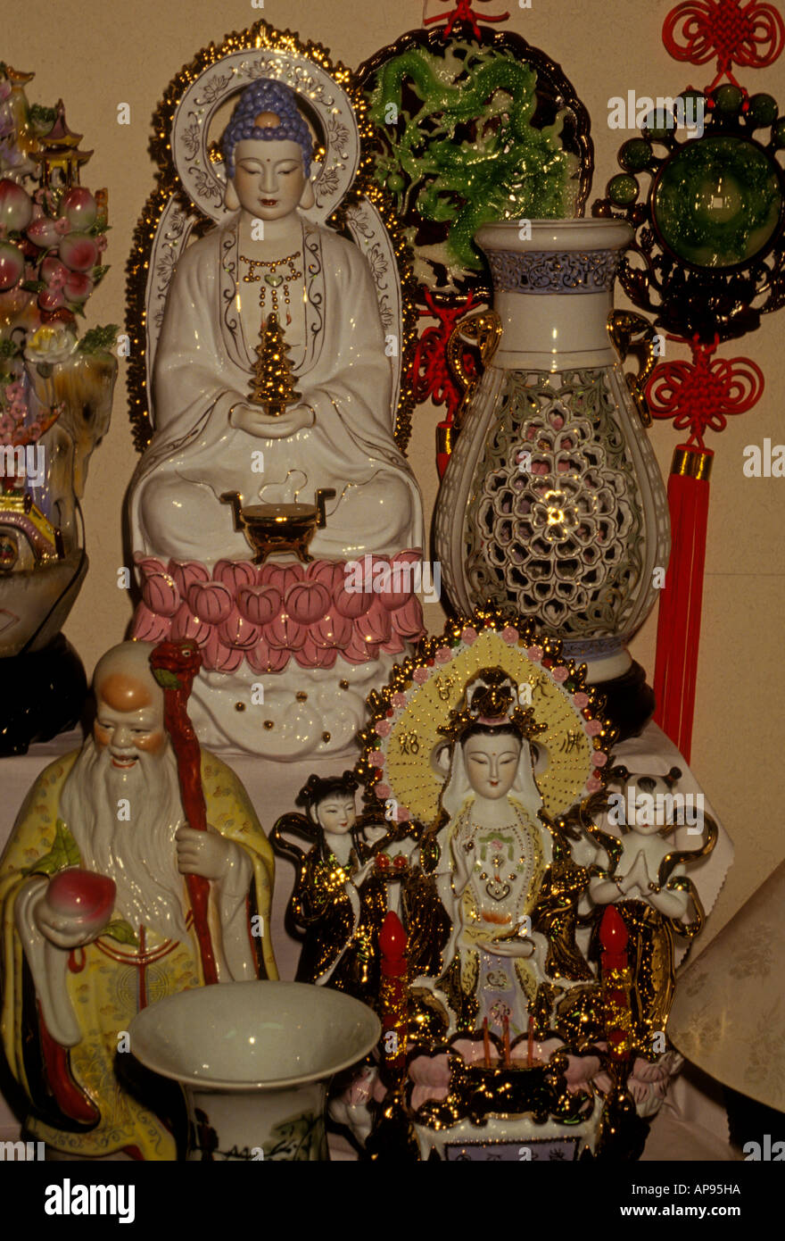 Porcelain statue statues in store shop shopping, Chinatown, city of