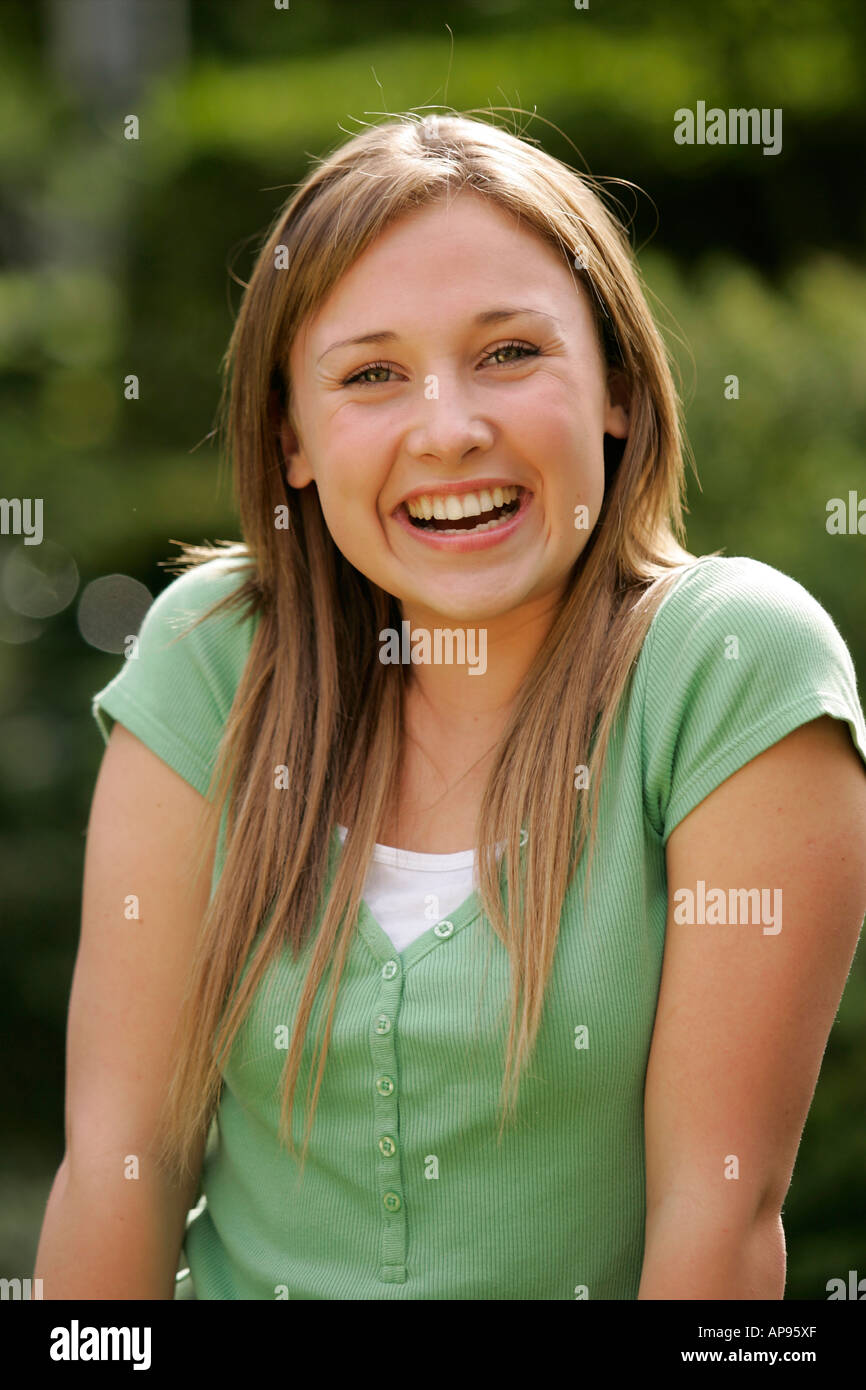 portrait of teenage girl smiling Stock Photo