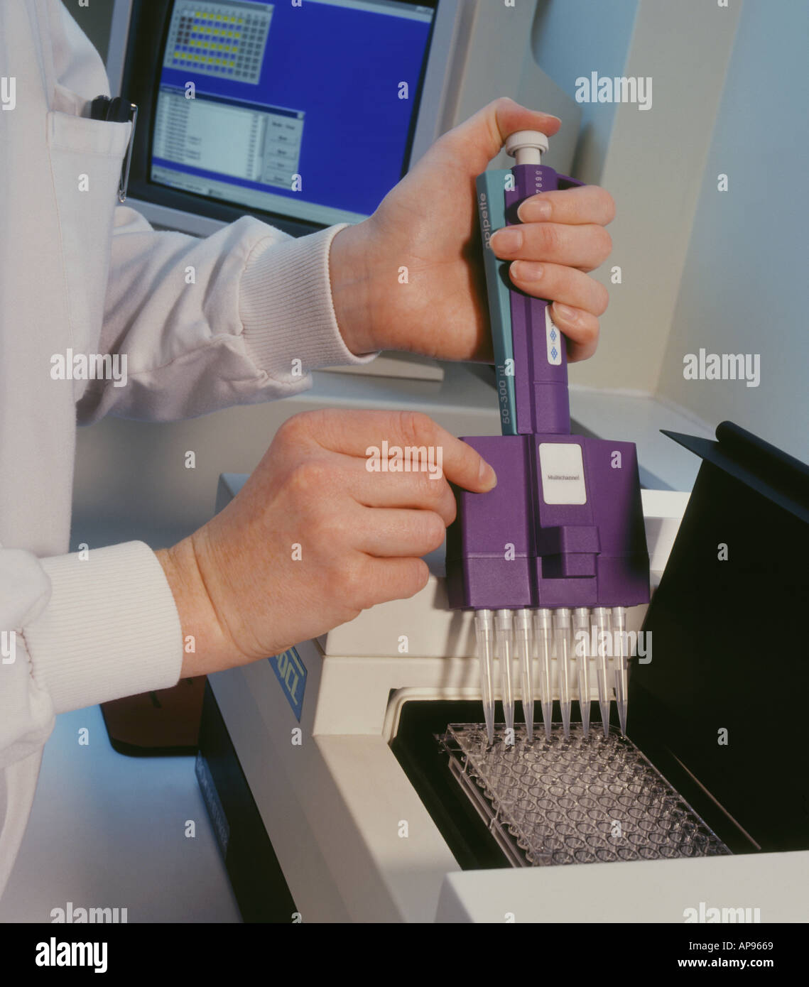 Multi sample testing in a biomedical laboratory Stock Photo Alamy