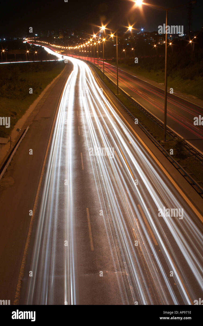 Car light trails on highway Stock Photo - Alamy
