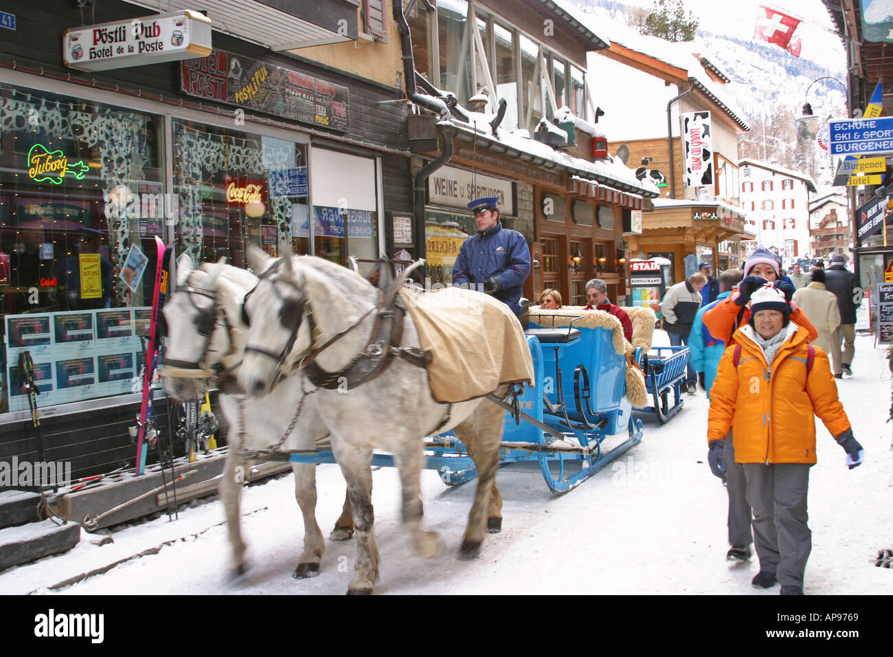 Horse carriage in Zermatt Switzerland Stock Photo Alamy