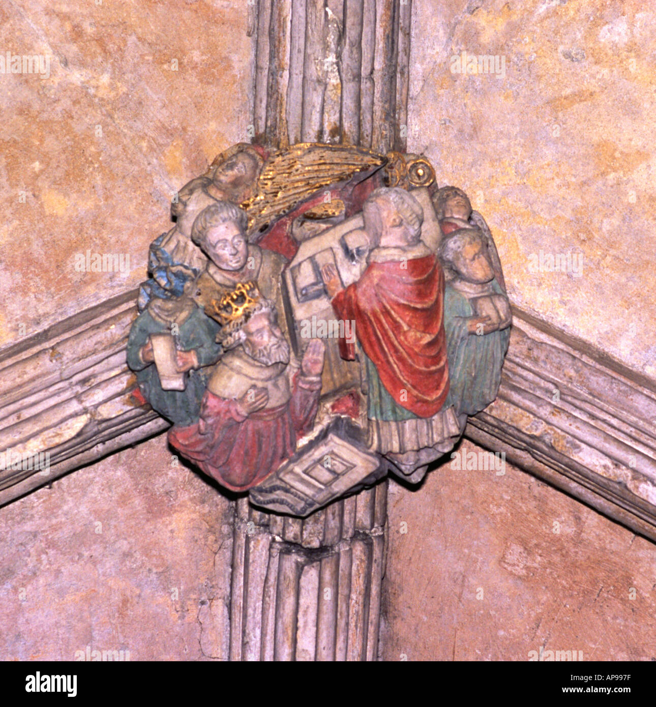 Norwich cathedral cloisters roof boss hires stock photography and