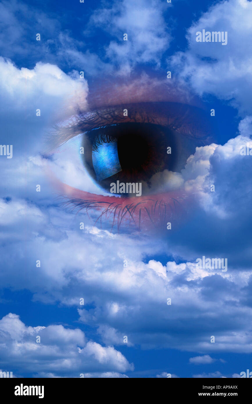 Digital composite eye in night sky hires stock photography and images
