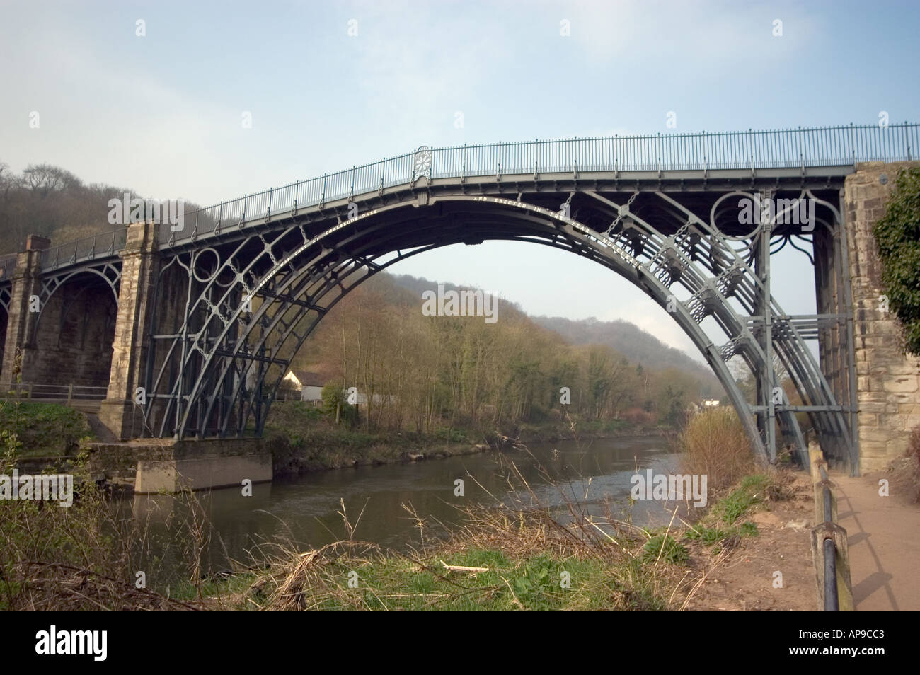 The famous Ironbridge spanning the river Severn in Shropshire England
