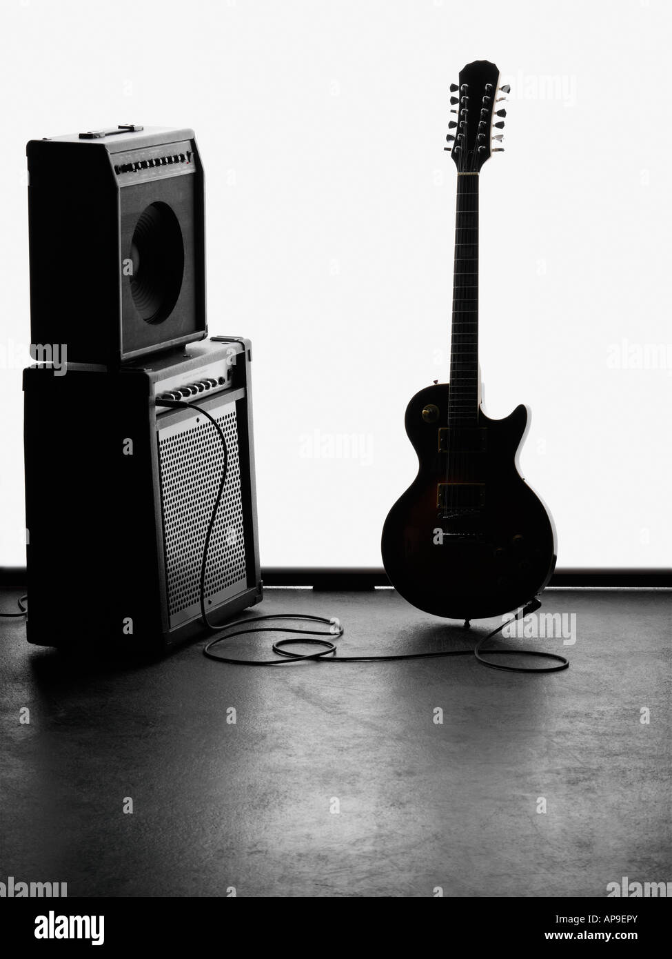 Amplifier and electric guitar Stock Photo Alamy