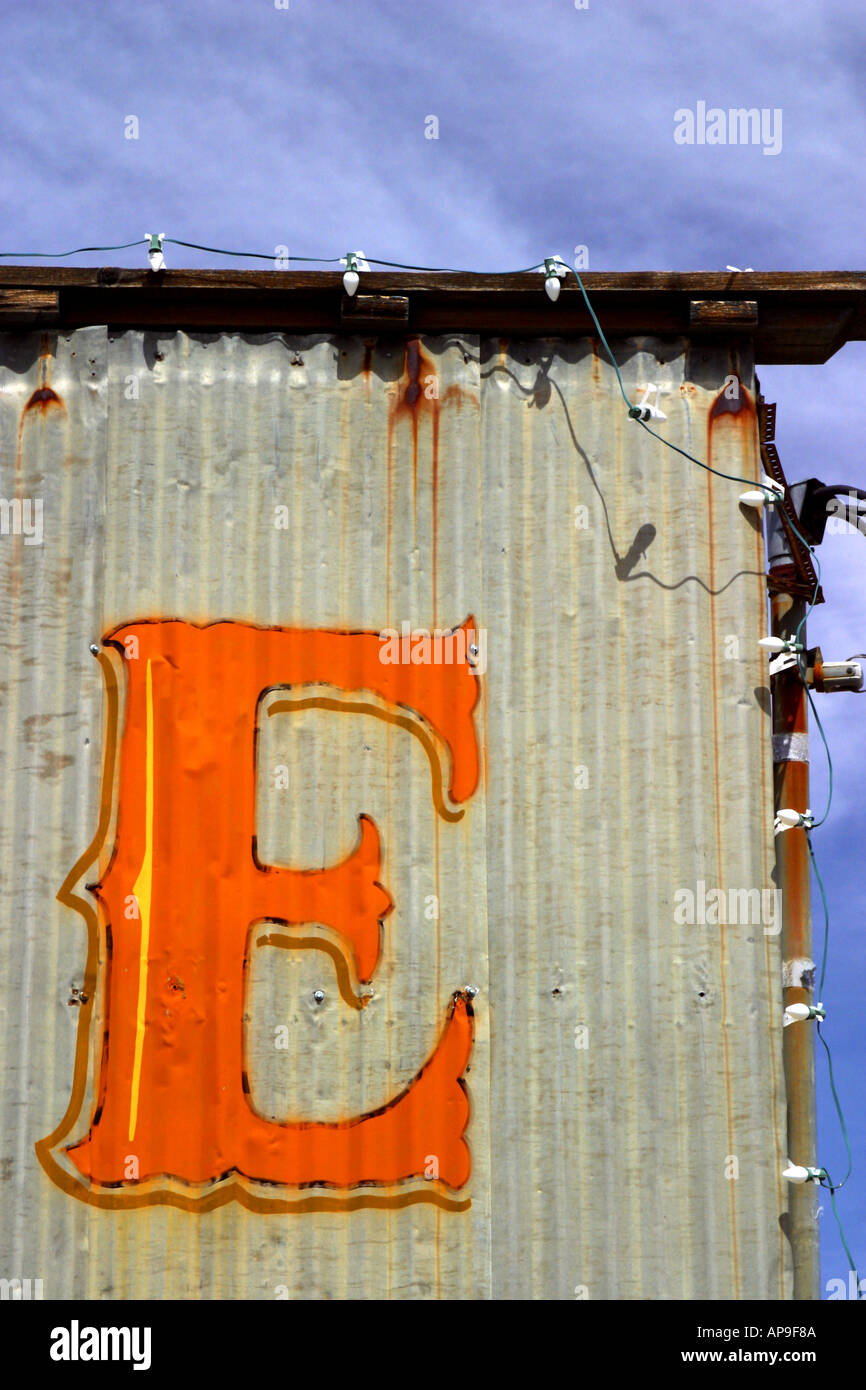 Letter E on a sign Stock Photo