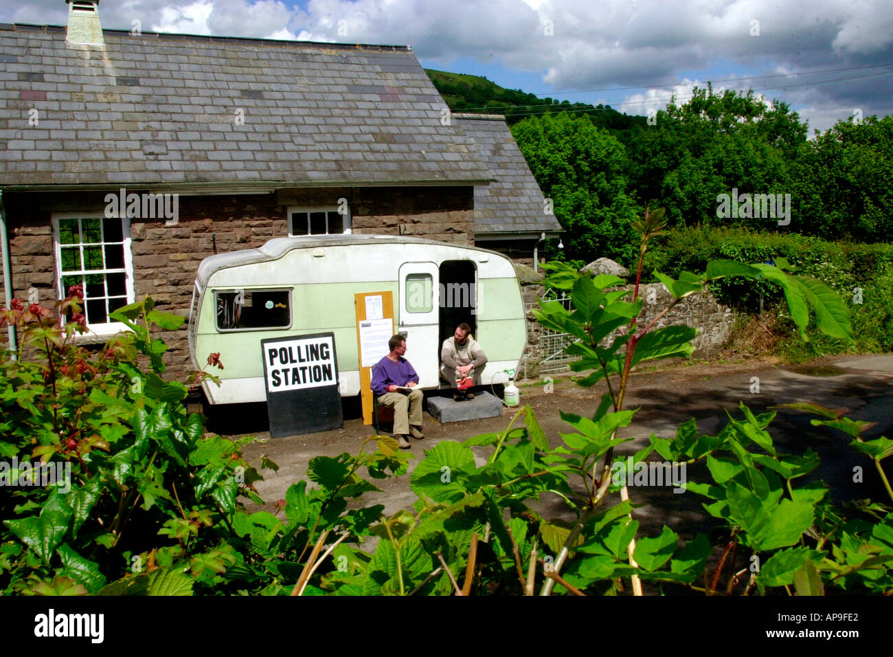 Caravan polling station located at "Forest Coal Pit" in rural