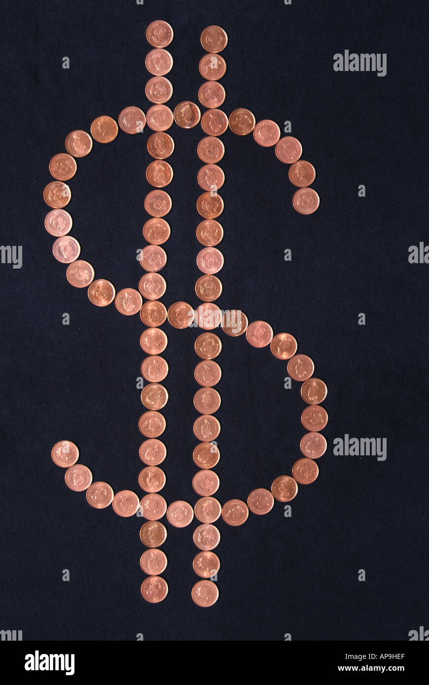 $ dollar sign made from pennies Stock Photo - Alamy