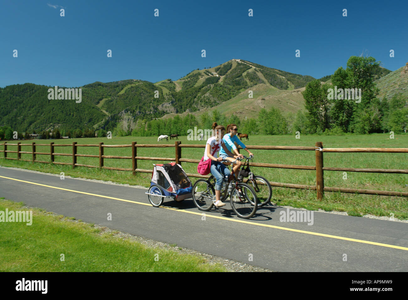 AJD50647, Ketchum, Sun Valley, ID, Idaho, Bald Mountain, bike path Stock  Photo - Alamy