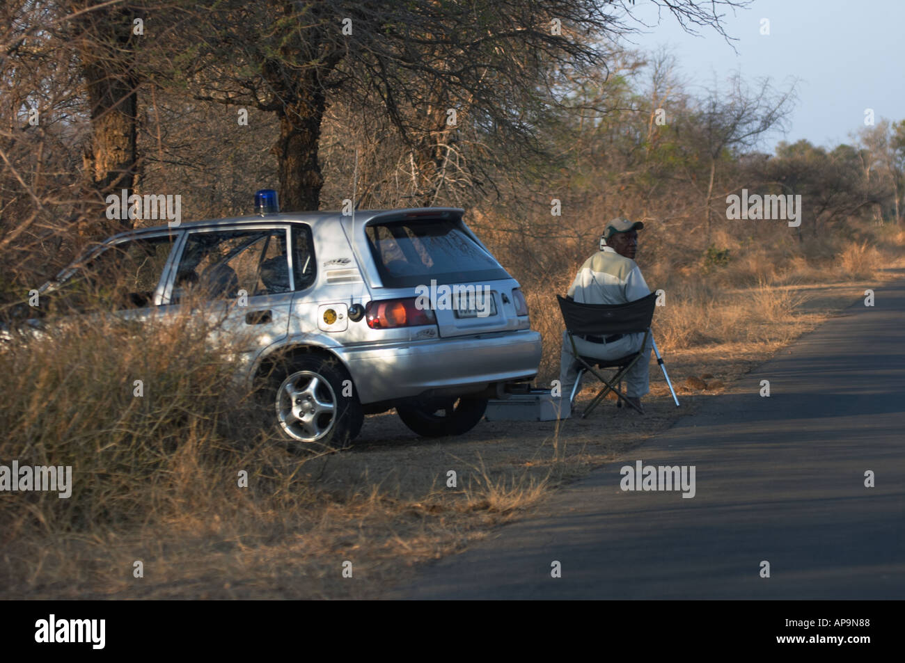 speed trap on road in Kruger National Park Stock Photo