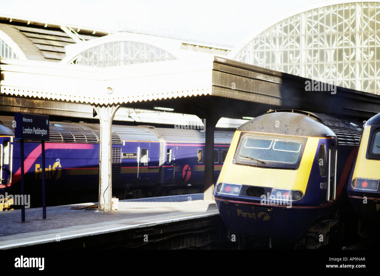 platform signs at London Paddington train station Stock Photo Alamy