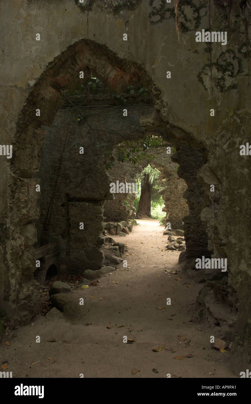 Stone path in moserrate Palace gardens, Sintra, Portugal Stock Photo