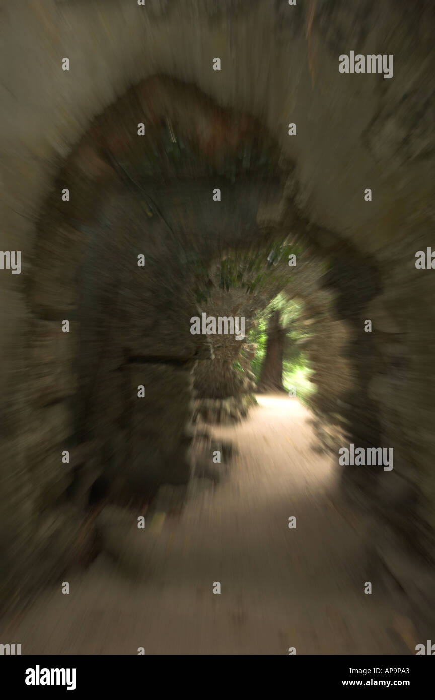 Blurred Stone path in moserrate Palace gardens, Sintra, Portugal Stock Photo