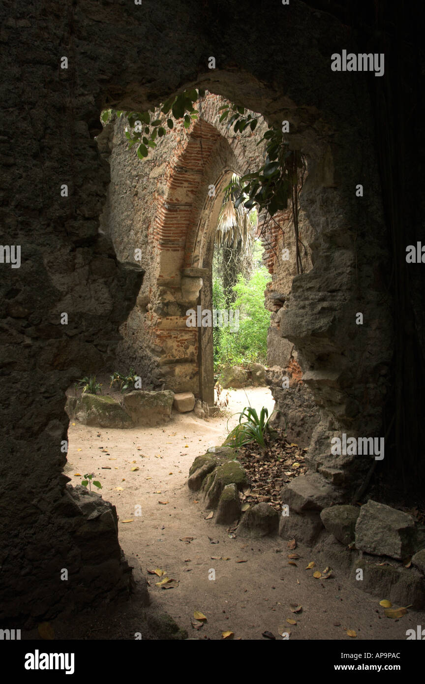 Stone door in Moserrate palace, Sintra, Portugal, Europe Stock Photo