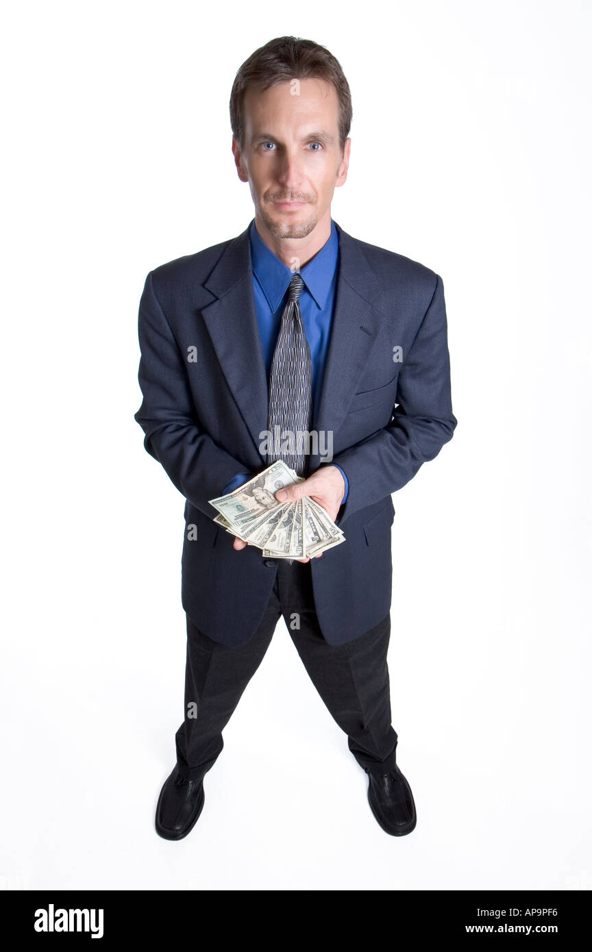 Businessman counting money Stock Photo - Alamy