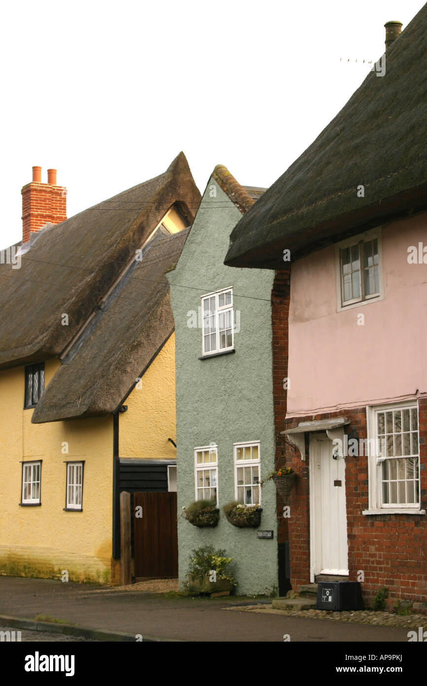 Colourful houses in the village of Barkway in Hertfordshire Stock Photo