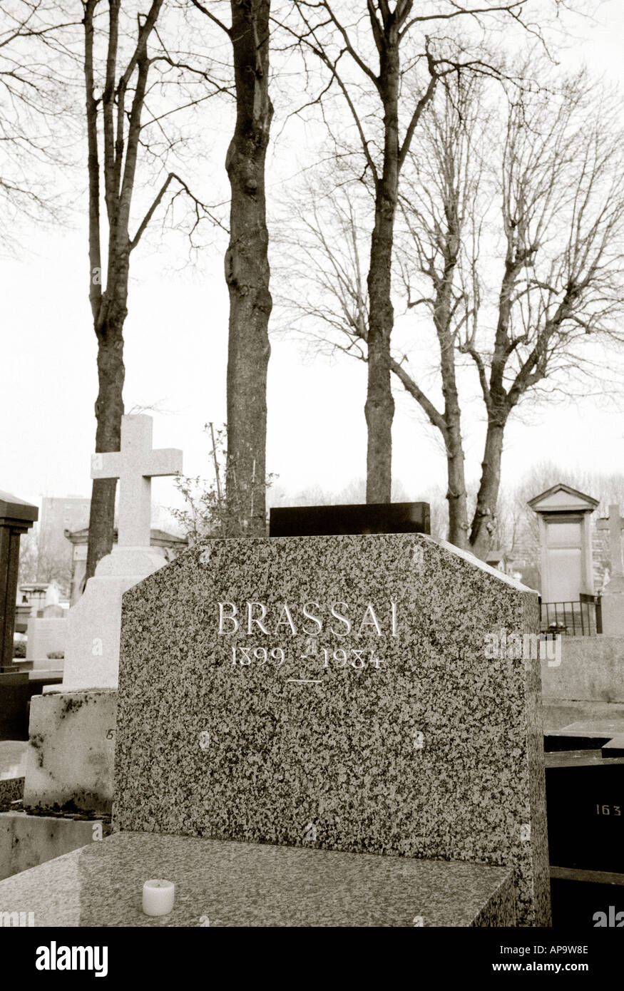 The grave of photographer Brassai in Montparnasse Cemetery in the city of Paris In France In Europe Stock Photo