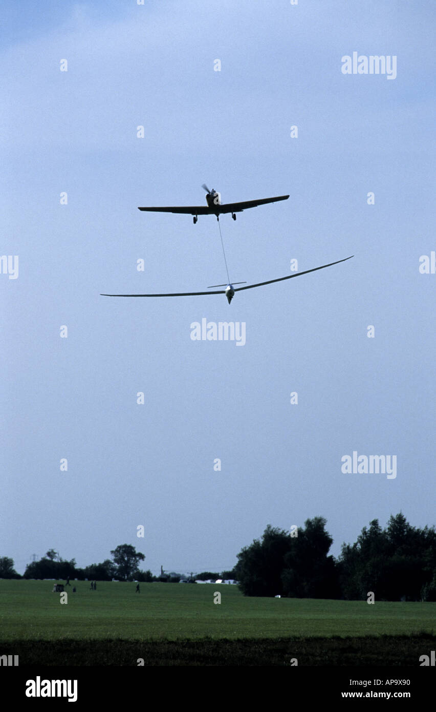 Aircraft towing glider at Sibbertoft Gliding Club, Leicestershire