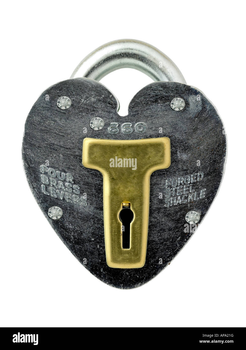 heart shaped padlock Stock Photo