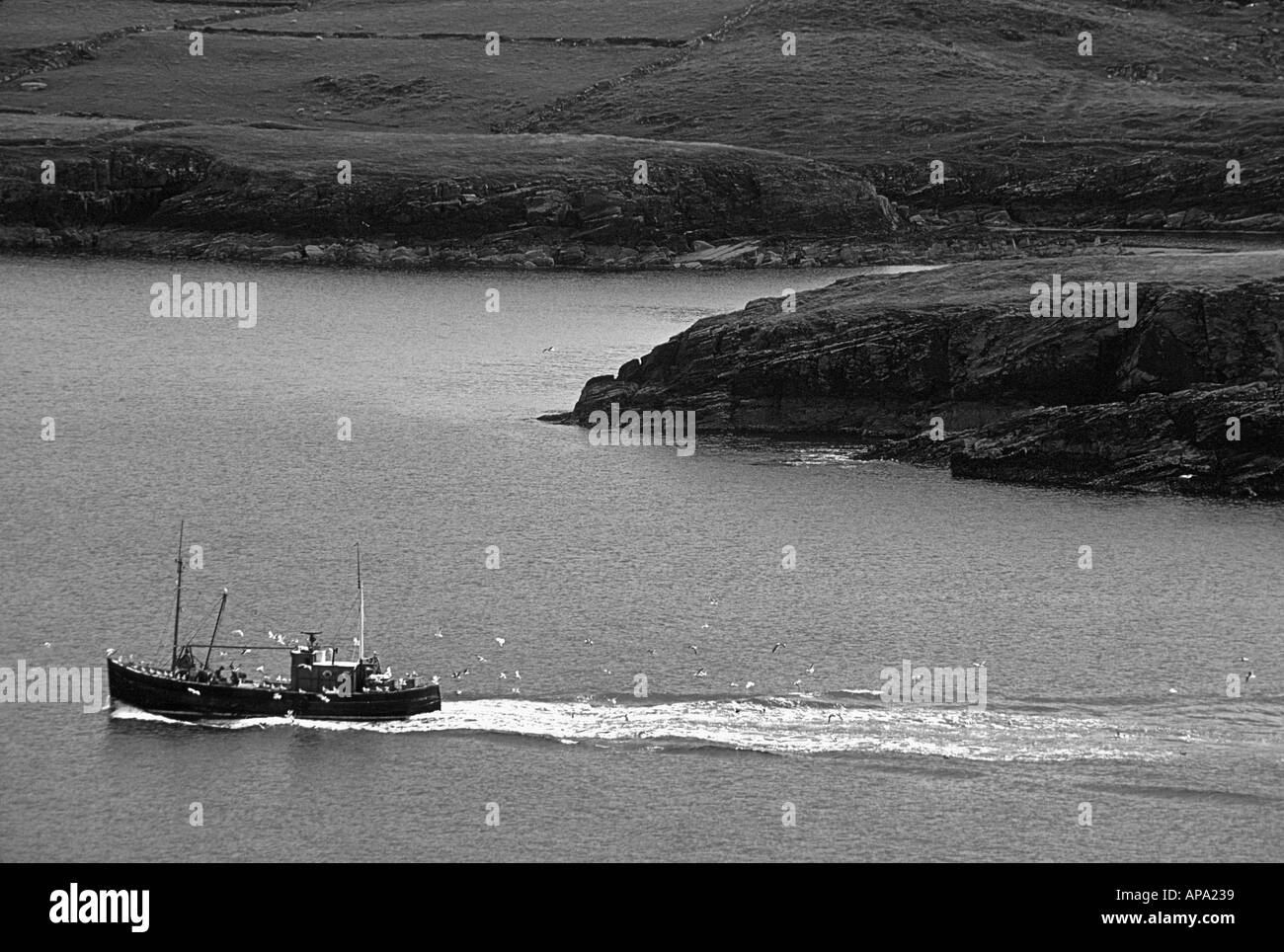 Kerry Eire fishing trawler circa 1973. Blasket Islands Kerry Stock Photo